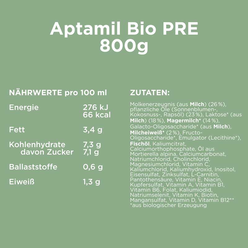 Aptamil BIO PRE Anfangsmilch 800 g Pulver