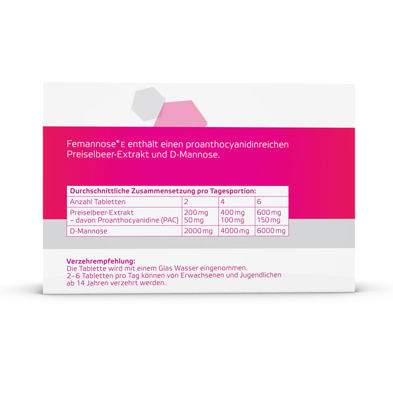 FEMANNOSE E MIT PREISELBEER-EXTRAKT TABLETTEN D-Mannose 30 St Tabletten