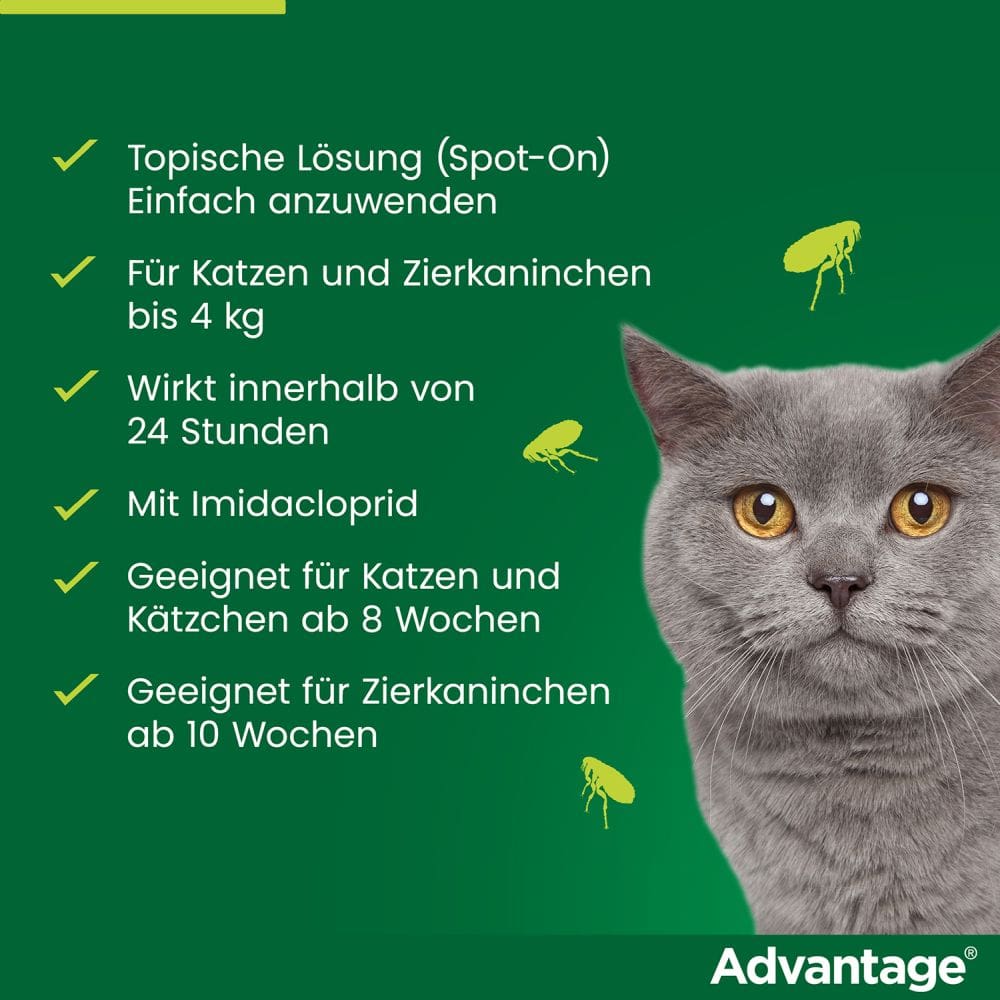 ADVANTAGE 40MG KATZE+ZIERKANINCHEN 4X0.4 ml Lösung