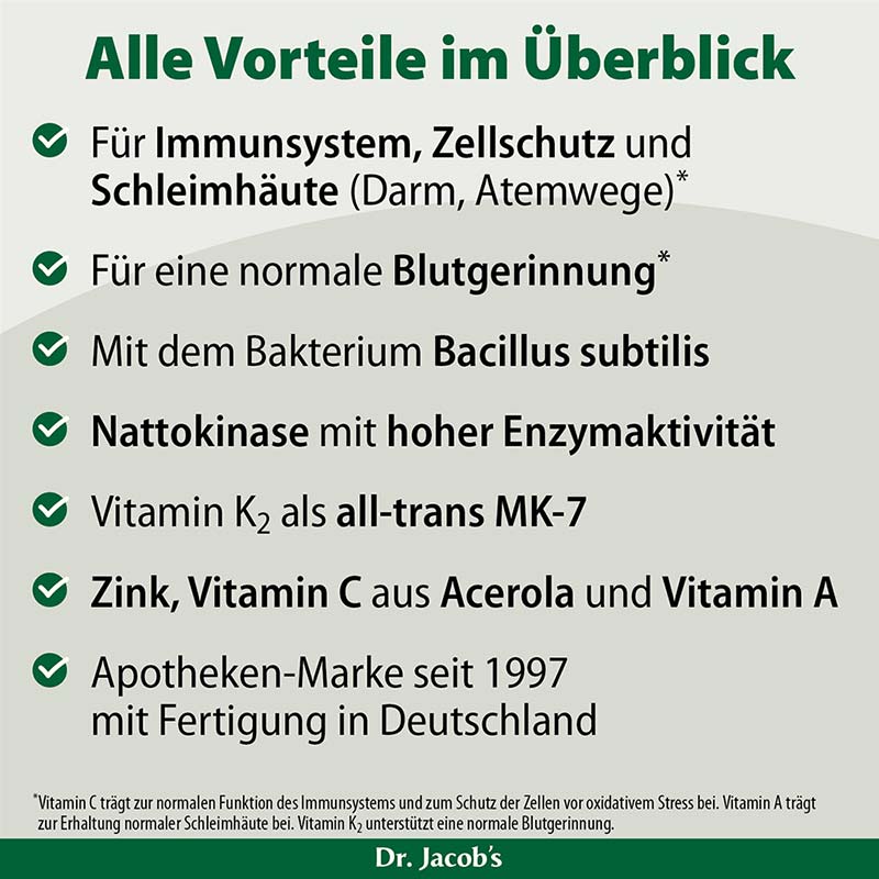 Bacillus subtilis plus Nattokinase-Enzym Vitamin K2 vegan