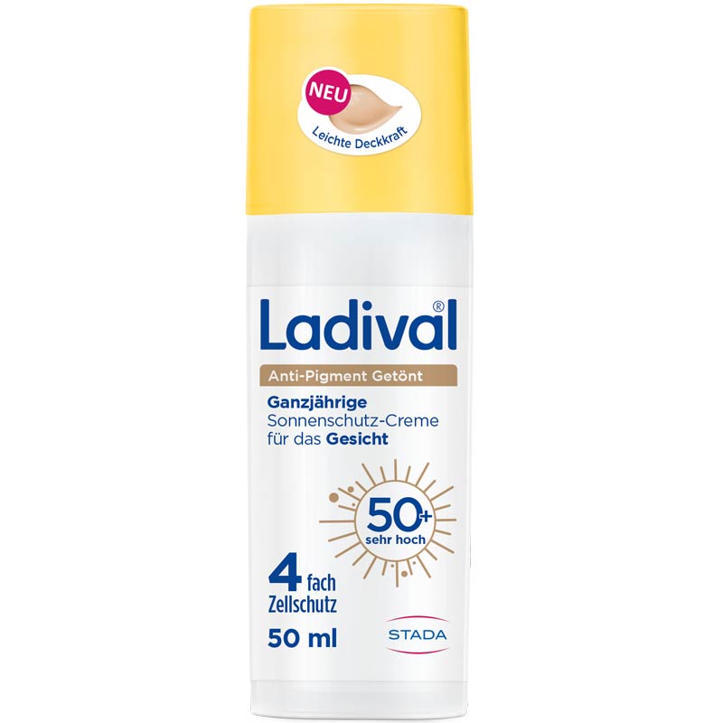 Ladival Anti-Pigment Getönt Sonnenschutz-Creme Gesicht LSF 50+: Sonnencreme Anti-Pigmentflecken mit Niacinamid & Vitamin E, kaschierende BB Cream für ebenmäßige Haut, nicht komedogen mit leichter Deckkraft, 50 ml