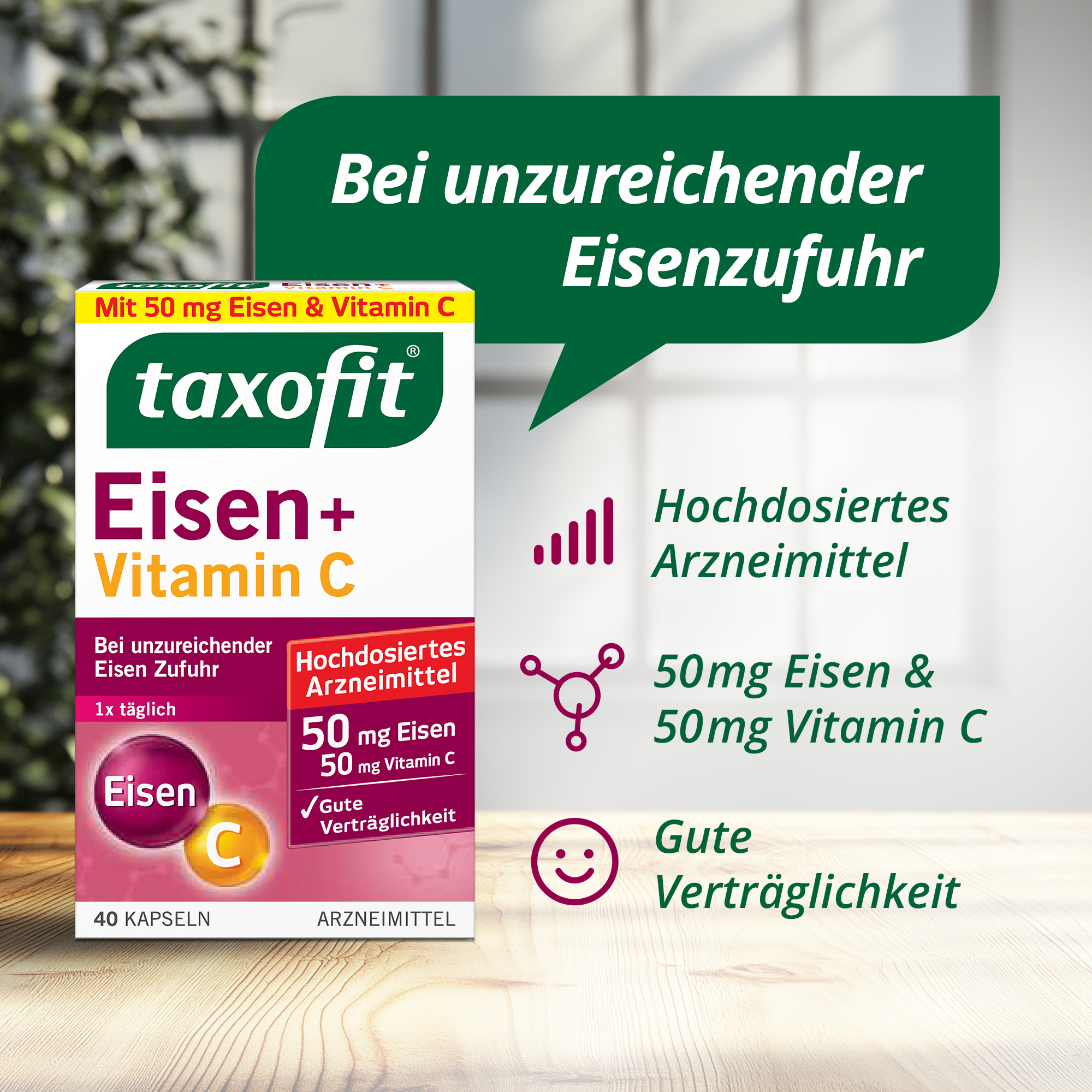 taxofit Eisen + Vitamin C 40 St Kapseln