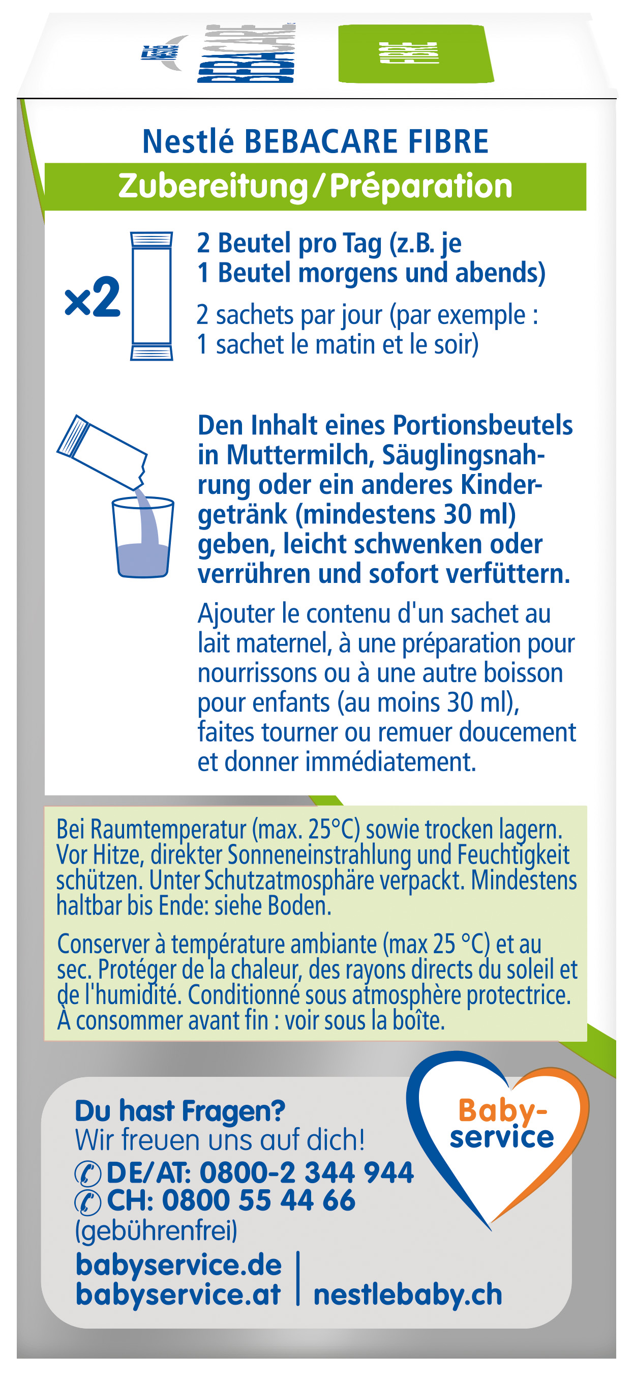 Nestle BEBACARE FIBRE Ballaststoffe GOS und FOS 20X2.2 g Pulver
