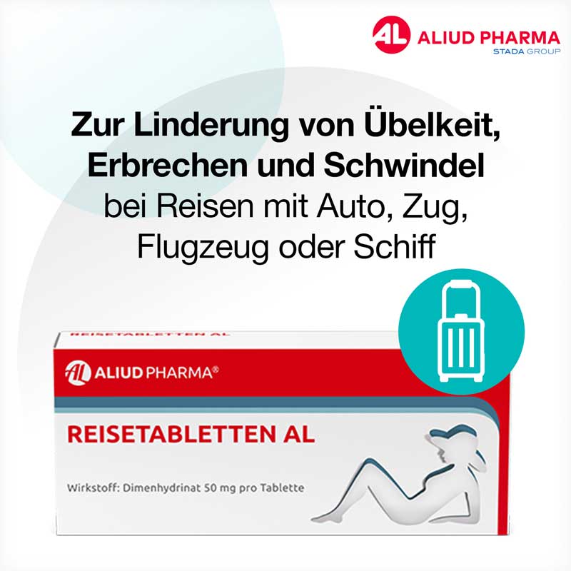 Reisetabletten AL bei Schwindel, Übelkeit und Erbrechen