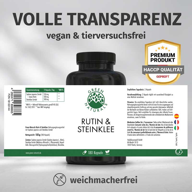 GREEN NATURALS RUTIN & STEINKLEE 180 St Kapseln