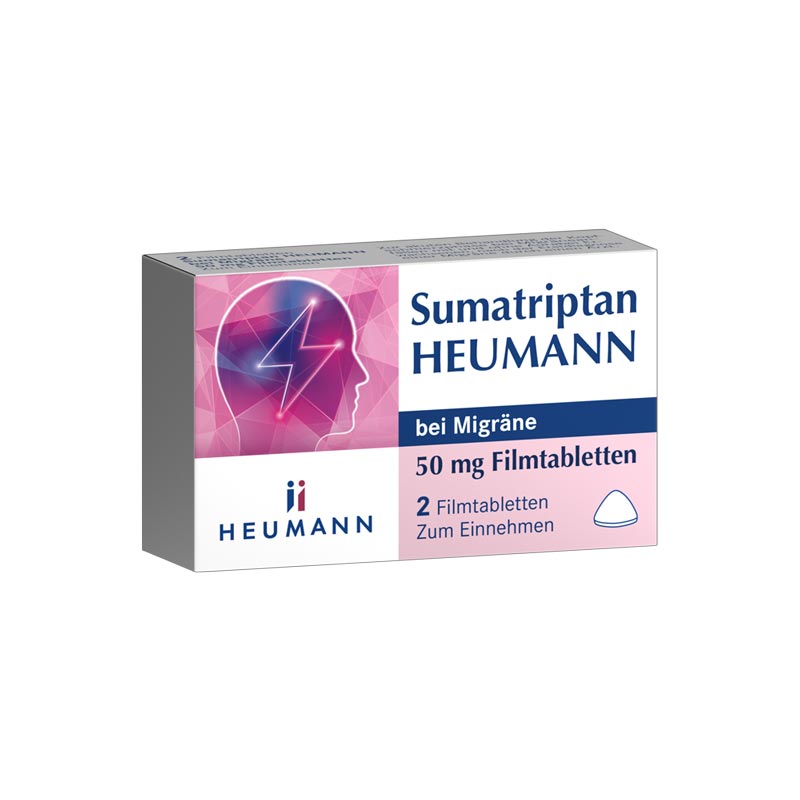 Sumatriptan HEUMANN bei Migräne 50 mg 2 St Filmtabletten