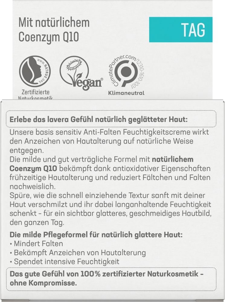 lavera BASIS SENSITIV ANTI-FALTEN FEUCHTIGKEITSCREME Q10 50 ml Tagescreme