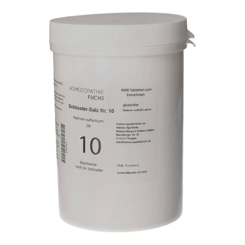 HOMOEOPATHIEFUCHS Schüssler-Salz Nummer 10 Natrium sulfuricum D6 Biochemie 4000 St Tabletten