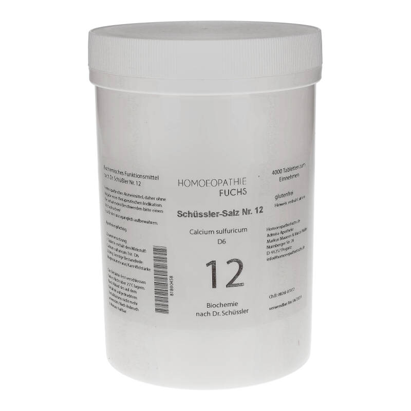 HOMOEOPATHIEFUCHS Schüssler-Salz Nummer 12 Calcium sulfuricum D6 Biochemie 4000 St Tabletten