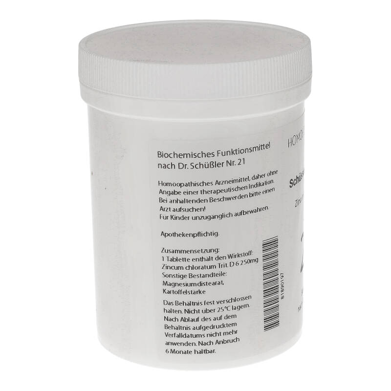 HOMOEOPATHIEFUCHS Schüssler-Salz Nummer 21 Zincum chloratum D6 Biochemie 1000 St Tabletten