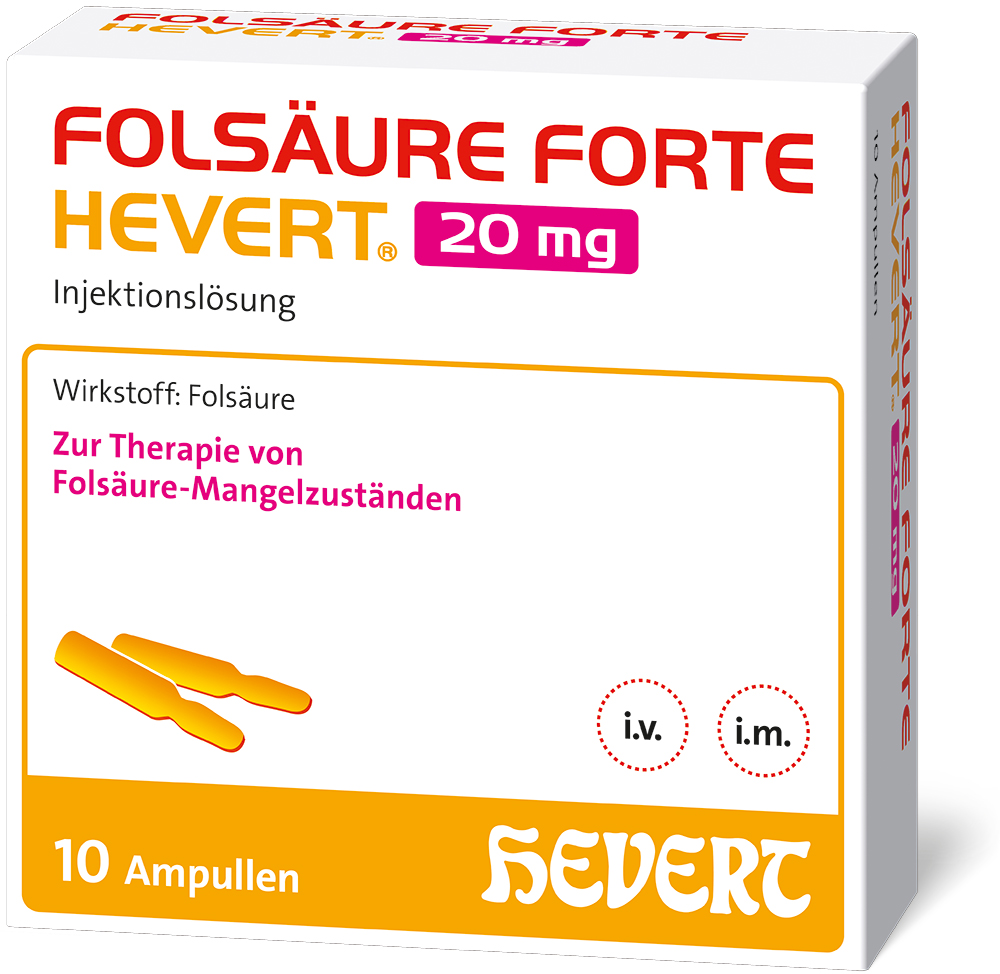 FOLSÄURE FORTE HEVERT 20 mg 10X2 ml Injektionslösung