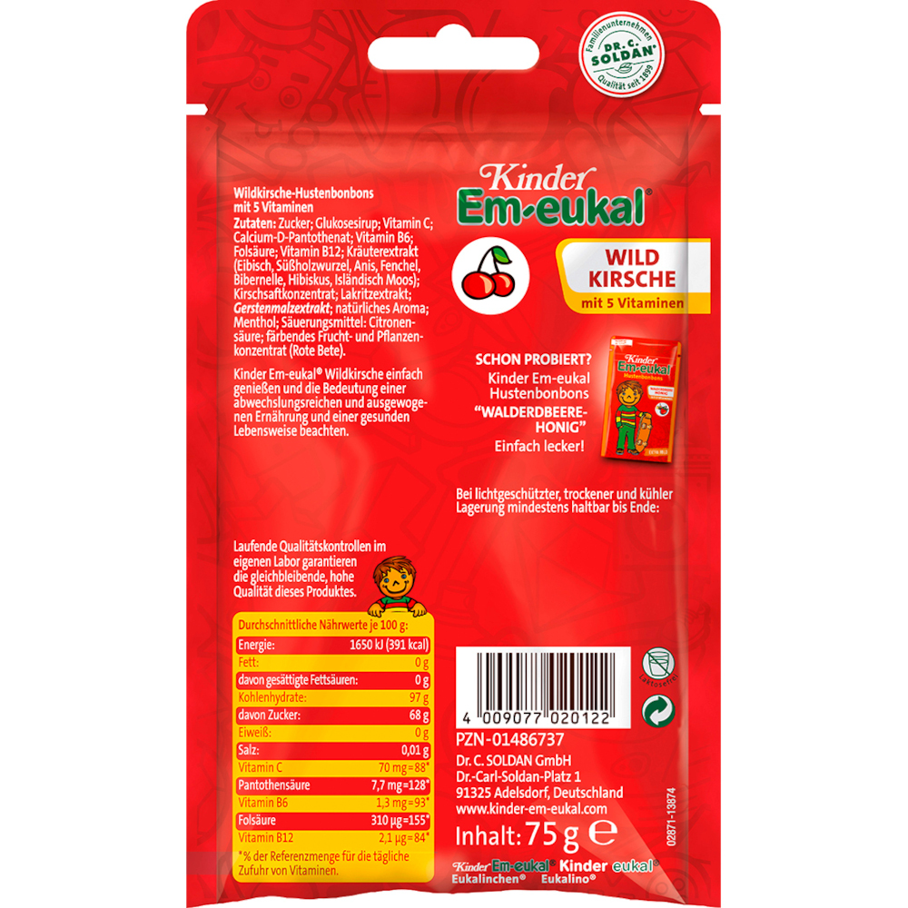 Em-eukal Kinder WILDKIRSCHE zuckerhaltig 75 g Bonbons