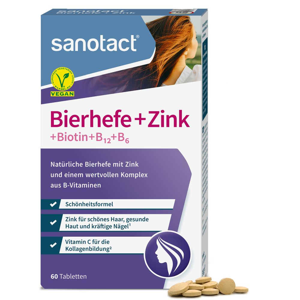 sanotact Bierhefe + Zink + Biotin + B12 + B6 30 g Tabletten