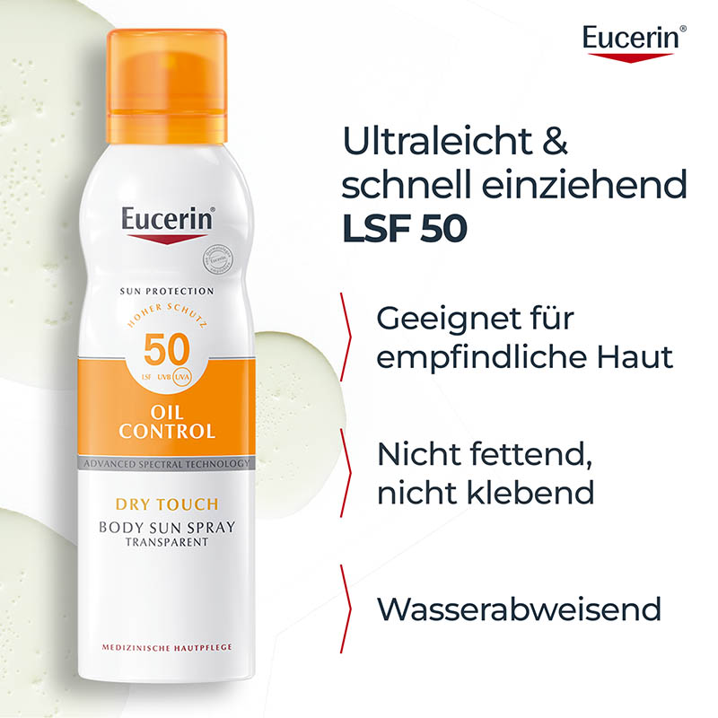 Eucerin SUN OIL CONTROL DRY TOUCH BODY SUN SPRAY TRANSPARENT LSF 50+  200 ml Spray