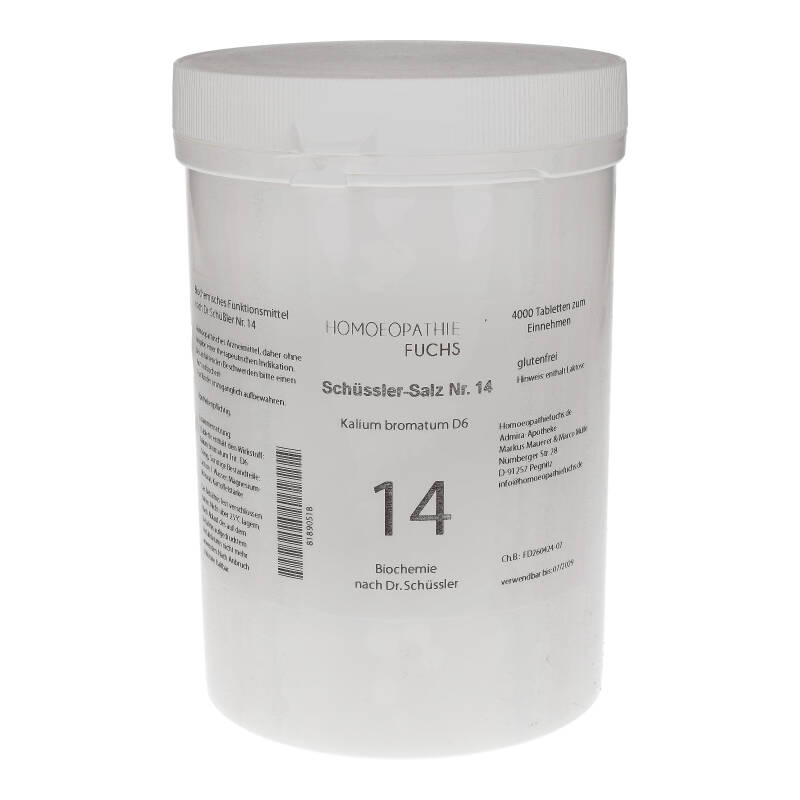 HOMOEOPATHIEFUCHS Schüssler-Salz Nummer 14 Kalium Bromatum D6 Biochemie 4000 St Tabletten