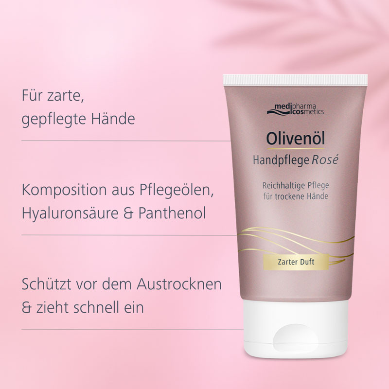 Olivenöl Handpflege Rosé mit zartem Duft 50 ml Creme