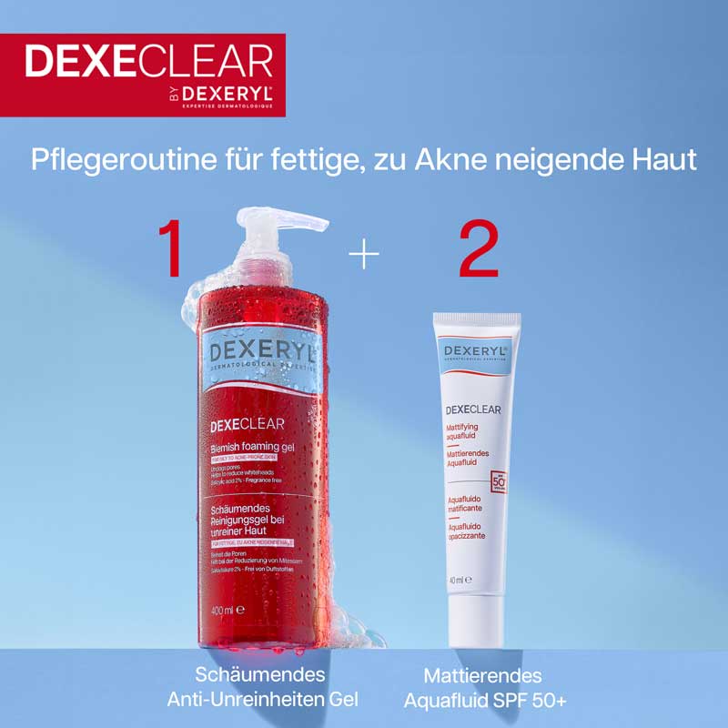 DEXECLEAR schäumendes Reinigungsgel bei unreiner Haut 400 ml Gel