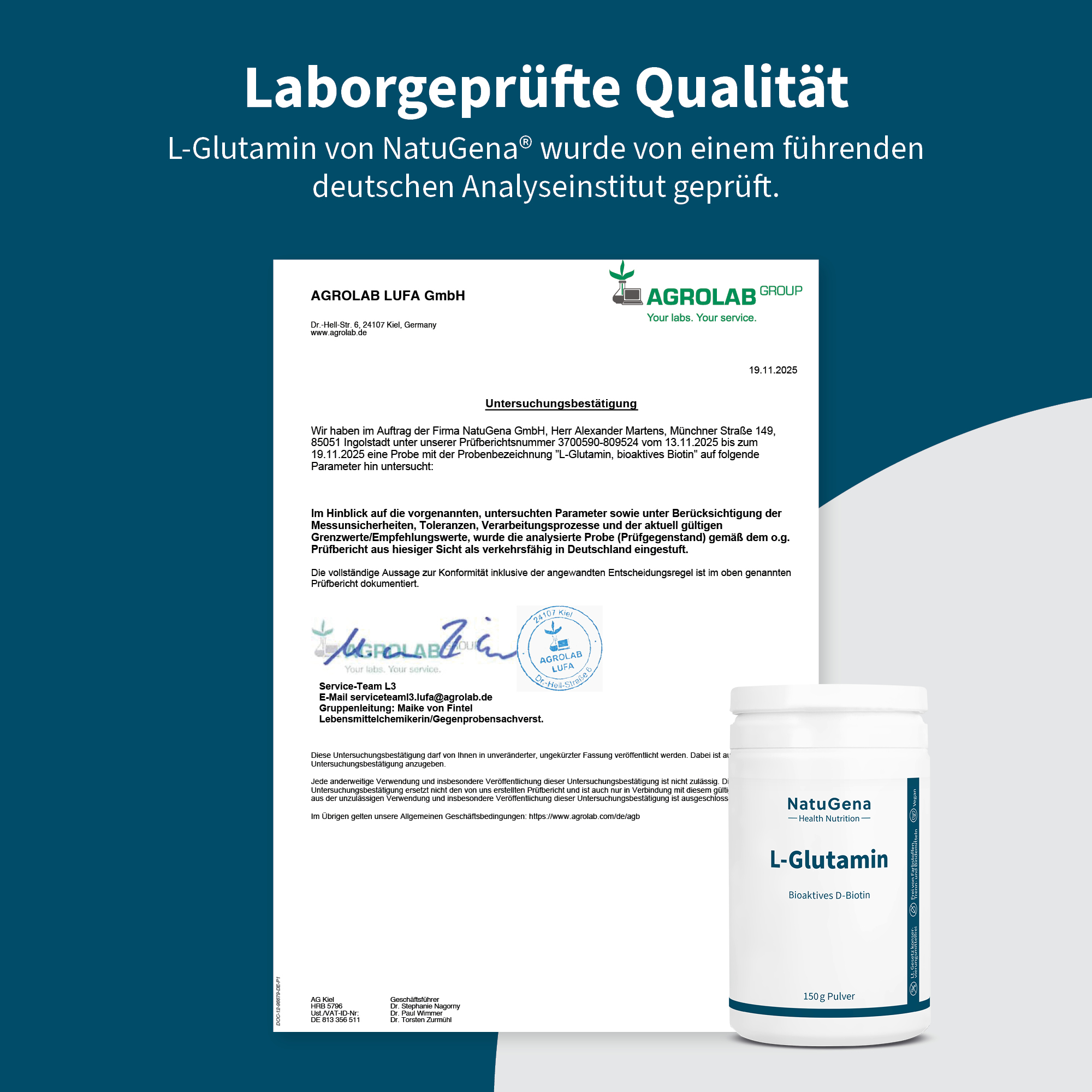 NatuGena L-Glutamin 150 g Pulver