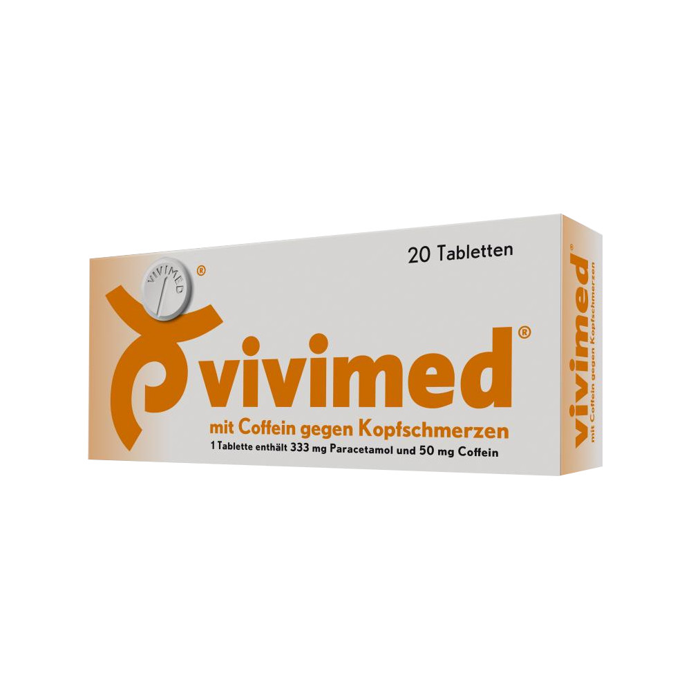 Vivimed mit Coffein gegen Kopfschmerzen, Schmerztabletten mit Paracetamol 20 St Tabletten