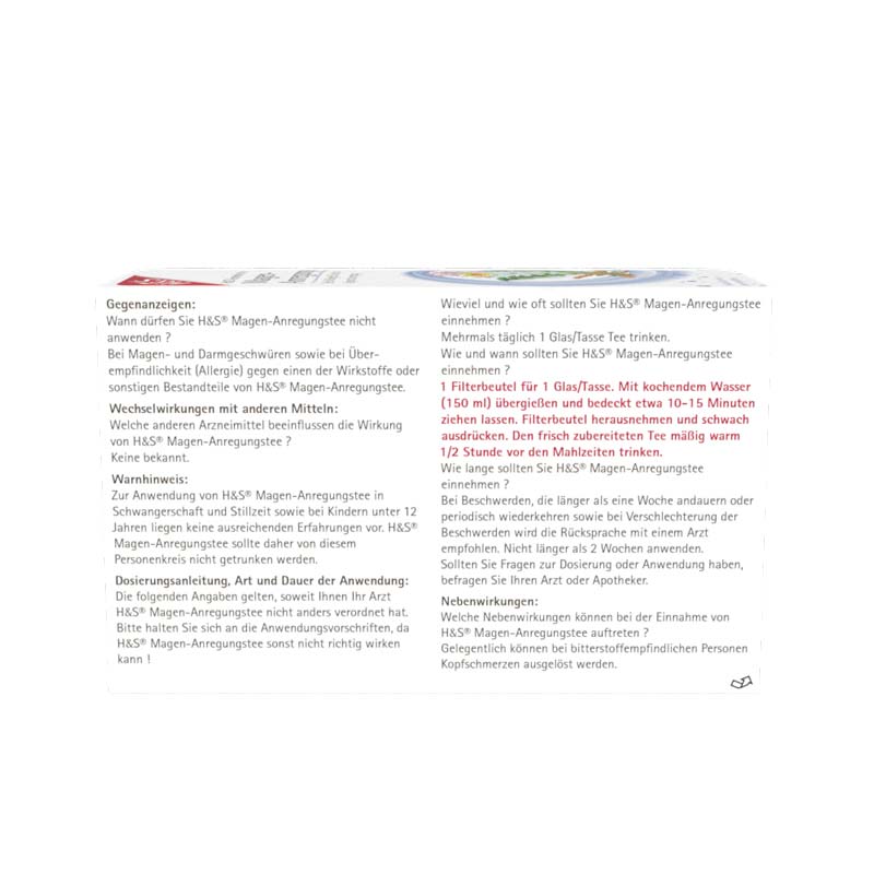 H&S Arzneitee Magen-Anregungstee 20X2.0 g Filterbeutel