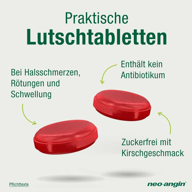 neo-angin HALSTABLETTEN Kirsche ZUCKERFREI 12 St Lutschtabletten