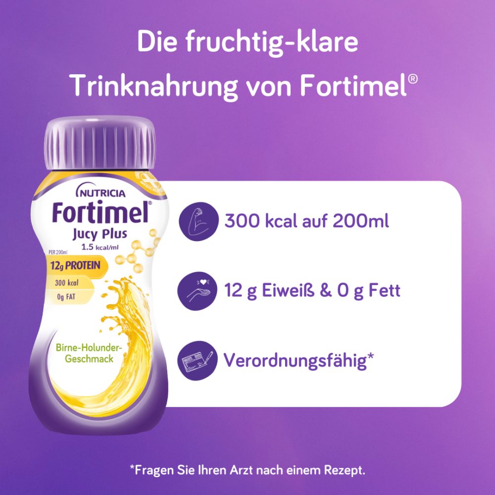 Fortimel Jucy Plus Birne-Holunder-Geschmack 32X200 ml Flüssigkeit