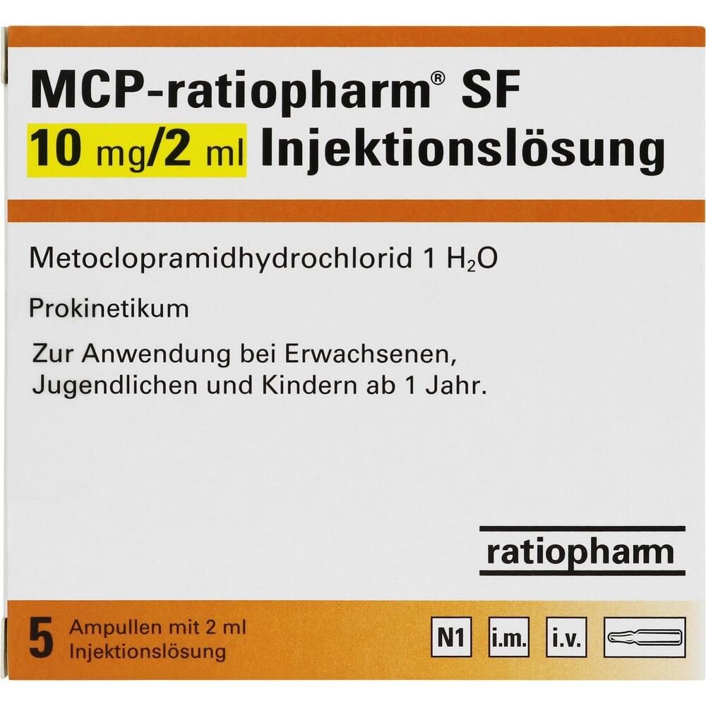 MCP ratiopharm SF 10mg/2ml Inj.-Lsg.Ampullen 5 St Ampullen