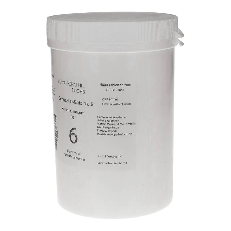 HOMOEOPATHIEFUCHS Schüssler-Salz Nummer 6 Kalium sulfuricum D6 Biochemie 4000 St Tabletten