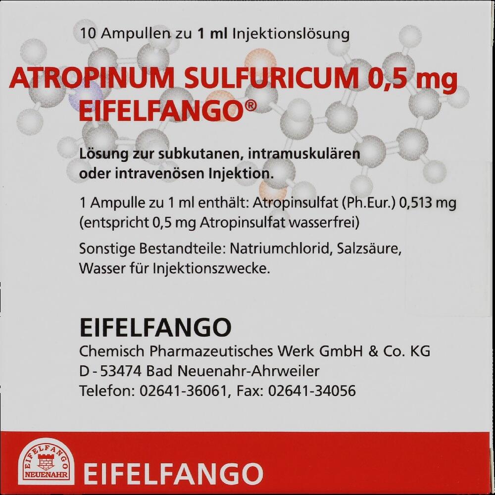 ATROPINUM SULFURICUM 0,5 mg Injektionslösung 10X1 ml Injektionslösung