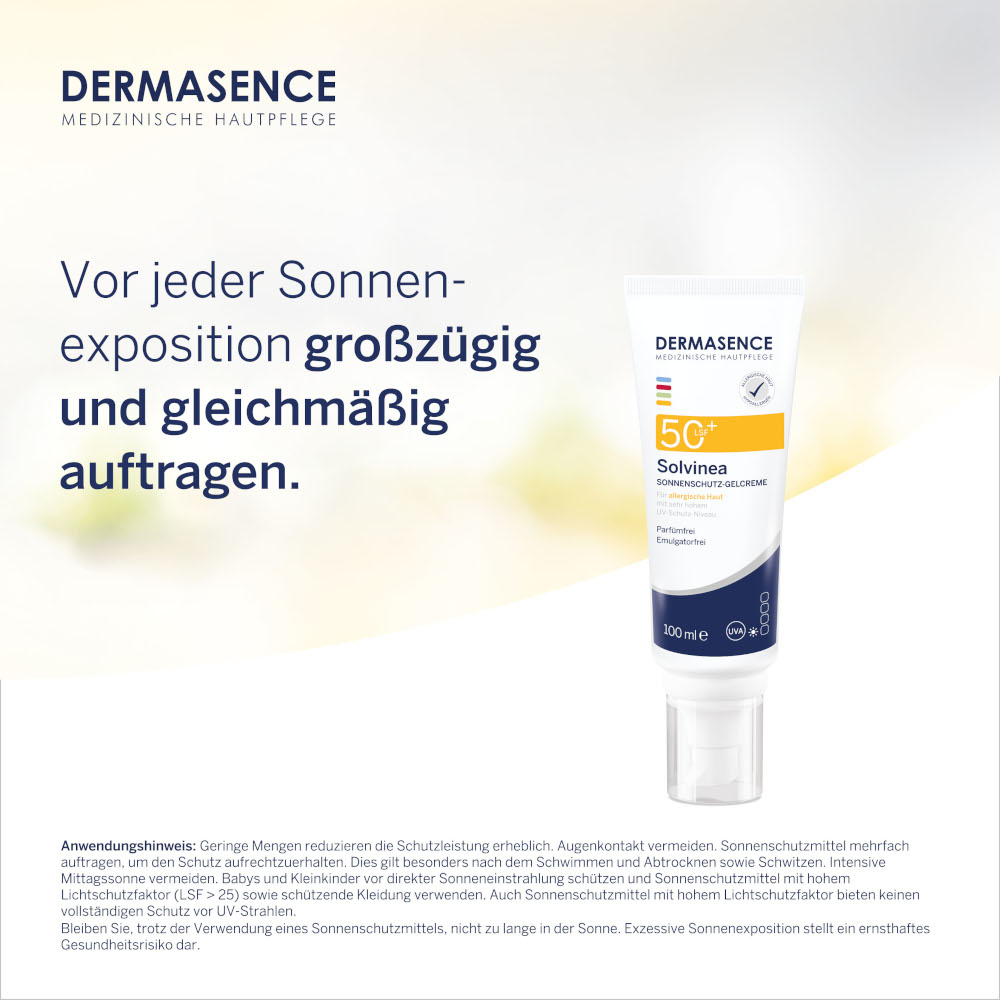 DERMASENCE Solvinea Sonnenschutz-Gelcreme LSF 50+, 100 ml 100 ml Gel