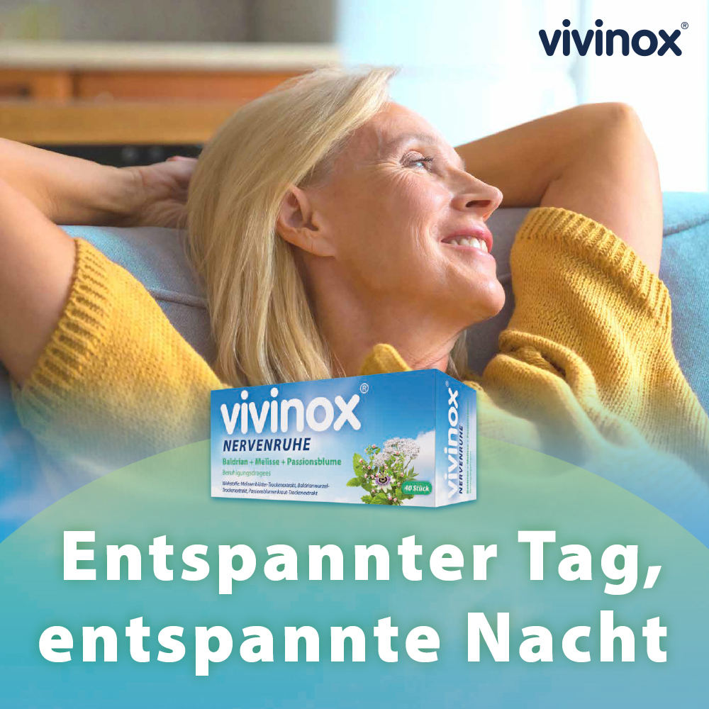 Vivinox Nervenruhe Beruhigungsdragees bei Unruhe und Einschlafstörungen 40 St Überzogene Tabletten