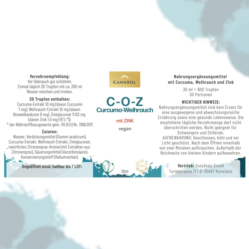 CANNSOL C-O-Z Curcuma-Weihrauch mit ZINK 30 ml Tropfen zum Einnehmen