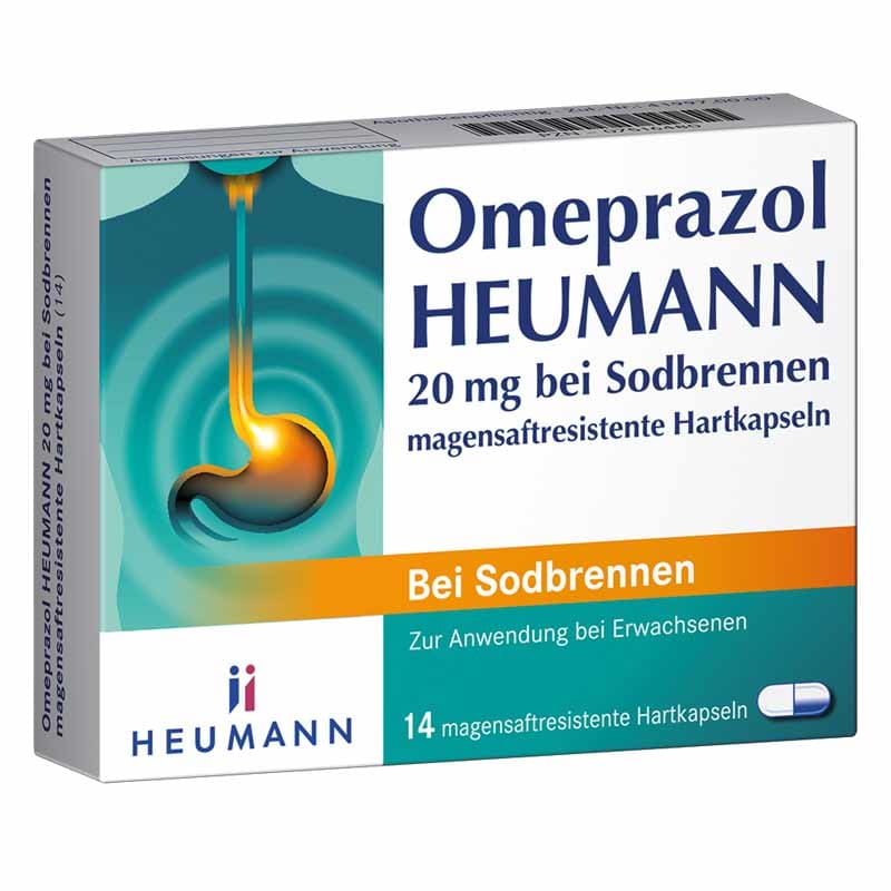 Omeprazol HEUMANN 20mg bei Sodbrennen 14 St Magensaftresistente Hartkapseln