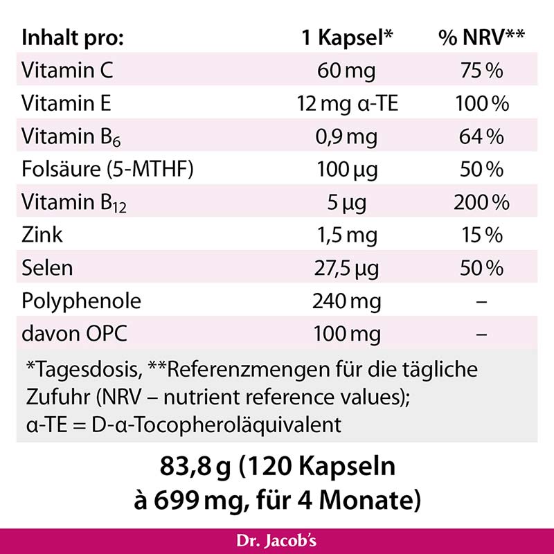 Dr. Jacob's OPC Synergie Traubenkernextrakt mit Acerola