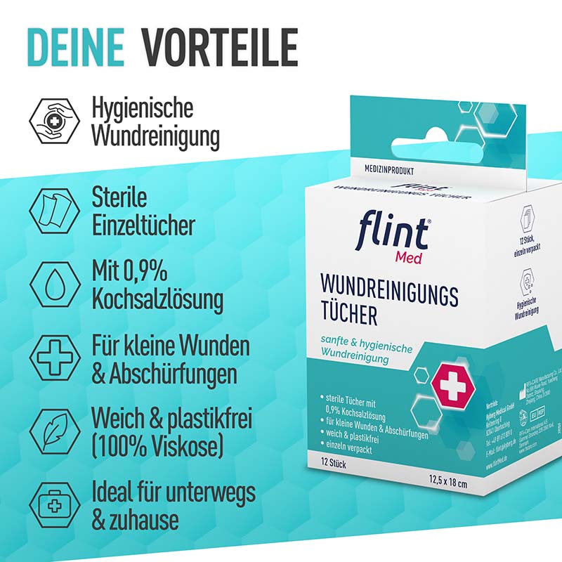 flint MED WUNDREINIGUNGSTÜCHER 12 St Tücher