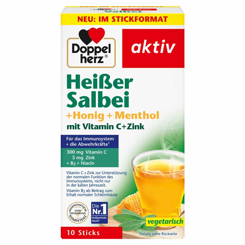Doppelherz aktiv Heißer Salbei + Honig + Menthol  10 St Granulat
