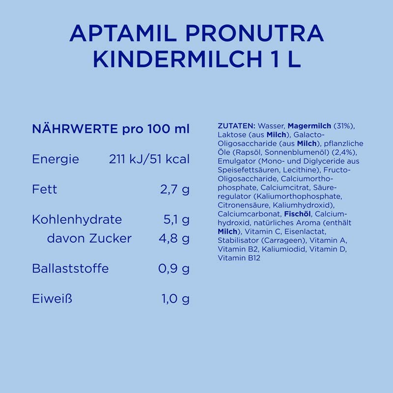 Aptamil Kindermilch 1+ Milchnahrung  1 l Flüssigkeit