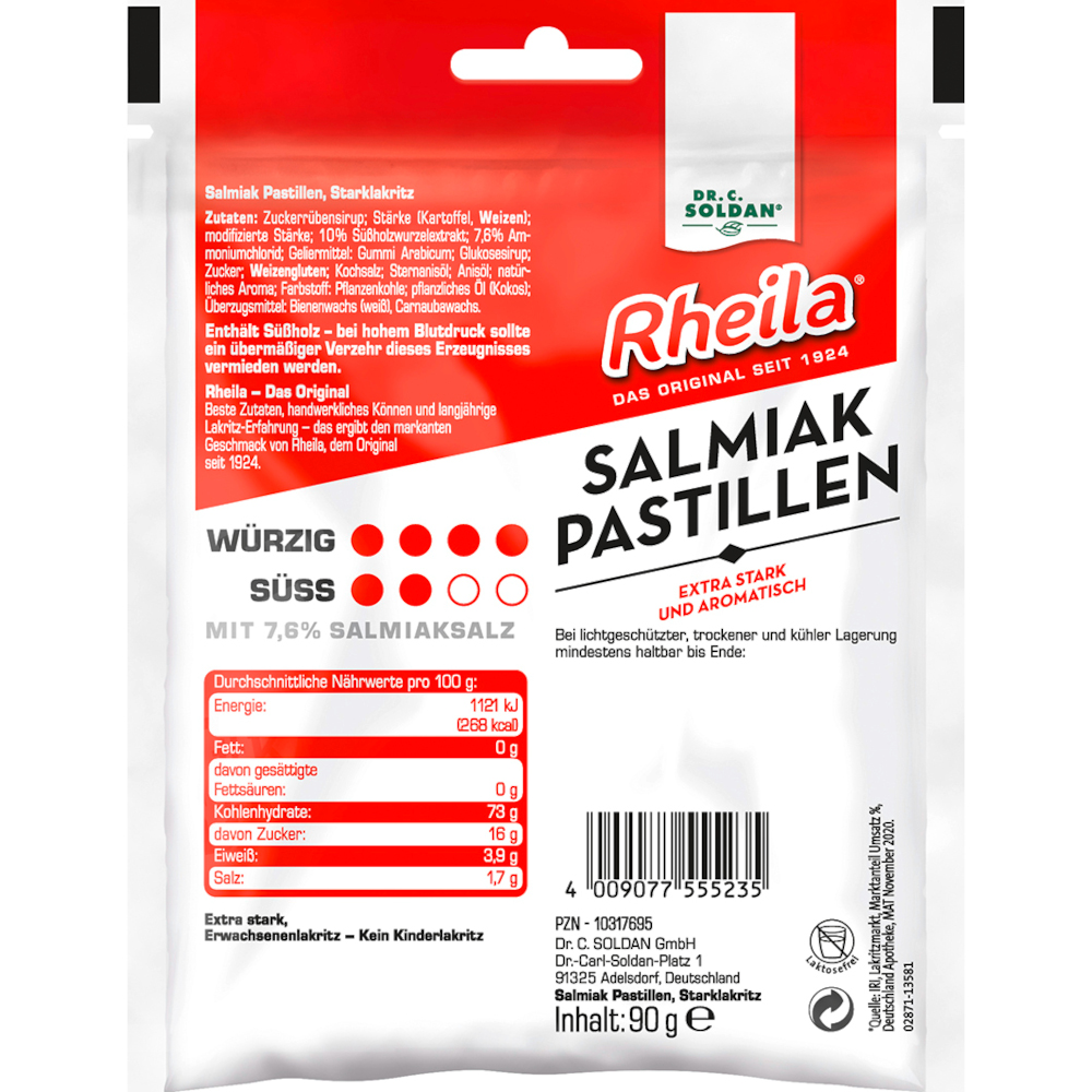 RHEILA Salmiak Pastillen mit Zucker 90 g Bonbons