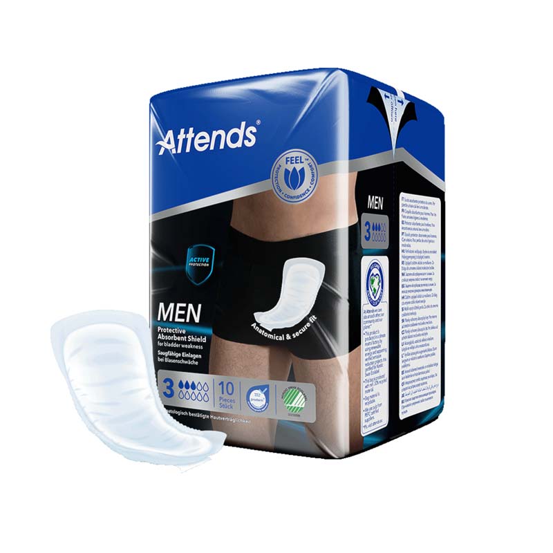 Attends MEN 3 Protective Absorbent Shield Box 6X10 St Beutel