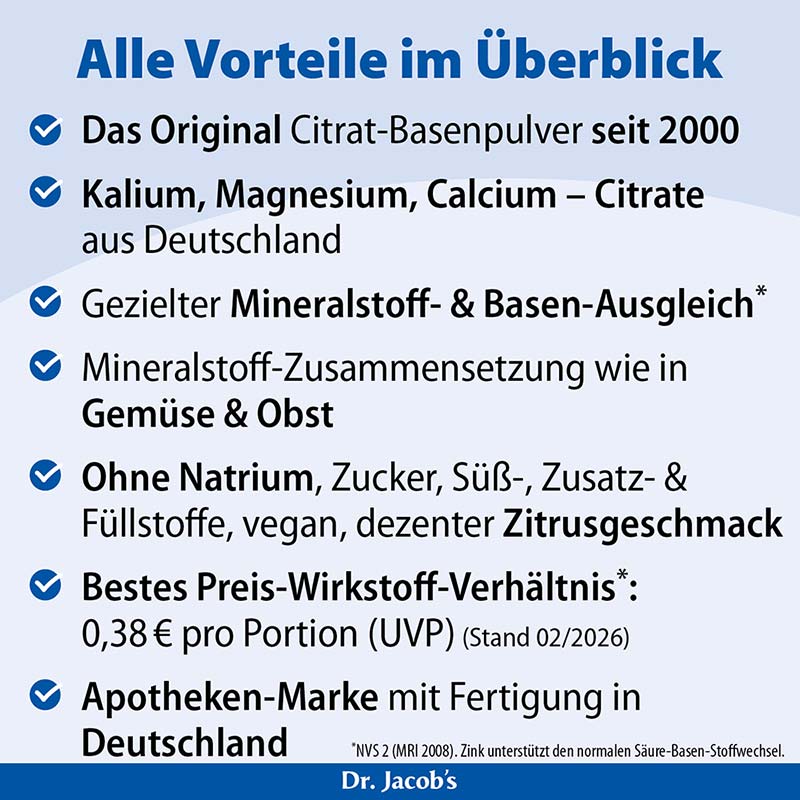 Dr. Jacob's Basenpulver Original Basen-Citrat-Mineralstoffe