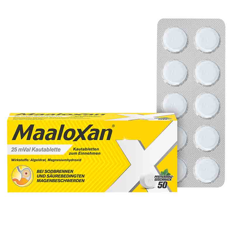 MAALOXAN Kautabletten bei Sodbrennen & Magenschmerzen 50 St Kautabletten
