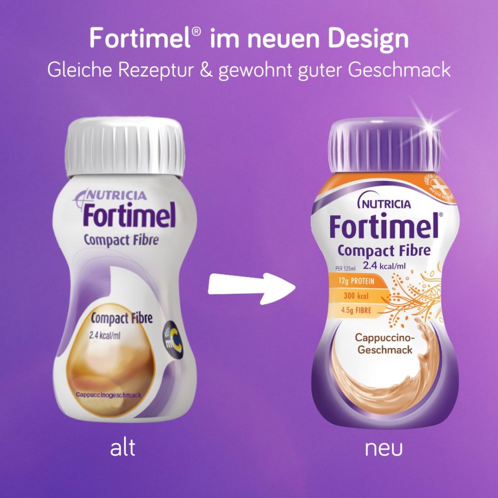 Fortimel Compact Fibre 2.4 Trinknahrung Cappuccino 8X4X125 ml Flüssigkeit