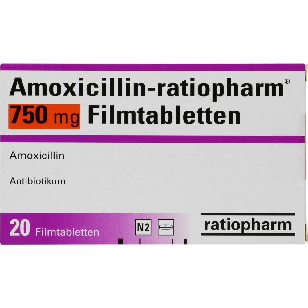 Amoxicillin-ratiopharm 750mg 20 St Filmtabletten