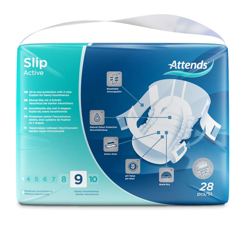ATTENDS Slip Active 9 large Box 4X28 St