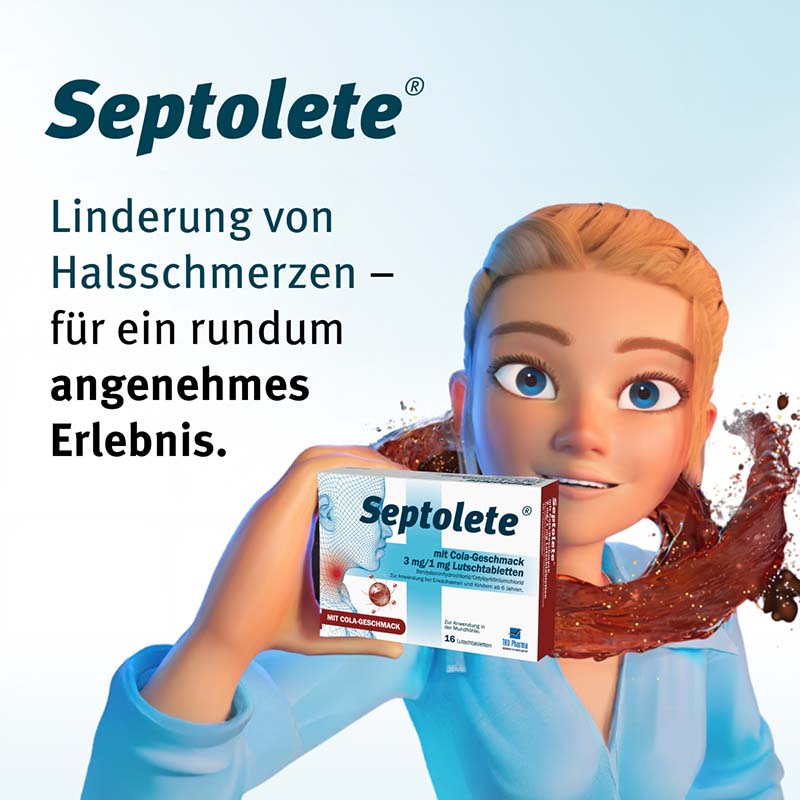 Septolete mit Cola-Geschmack 3mg/1mg 16 St Lutschtabletten