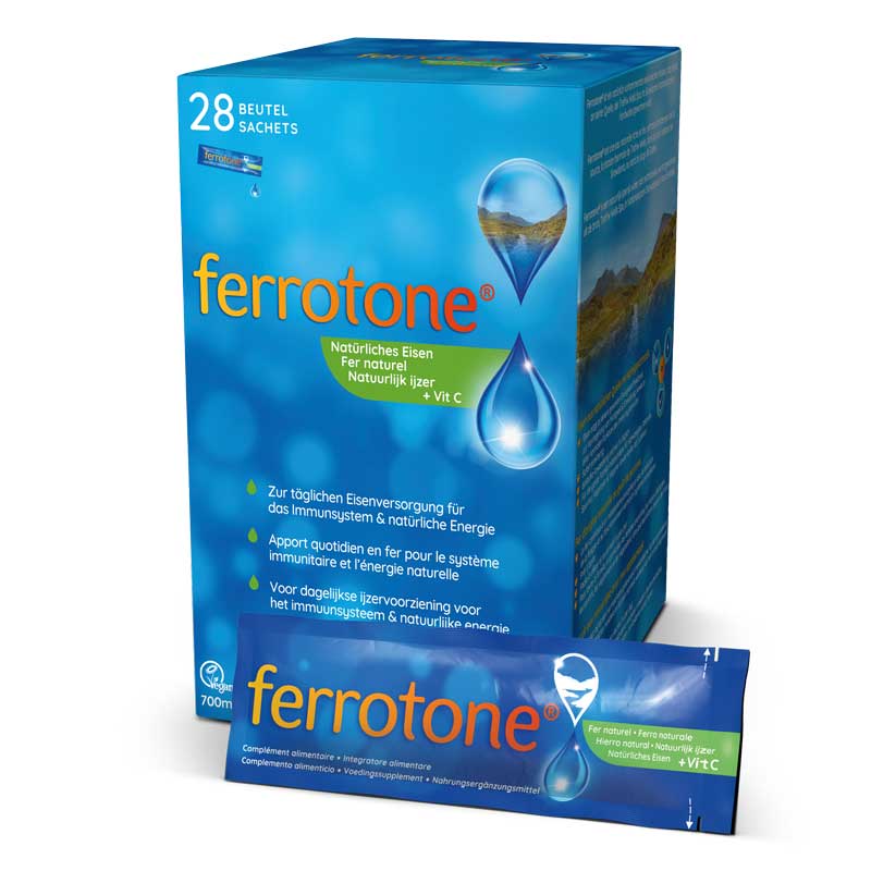 ferrotone - Natürliches Eisen mit Vitamin C, Apfelgeschmack 28X25 ml Beutel
