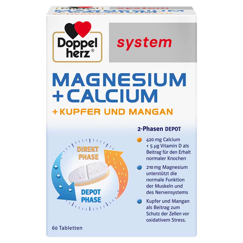 Doppelherz system MAGNESIUM +CALCIUM + KUPFER UND MANGAN 60 St Tabletten