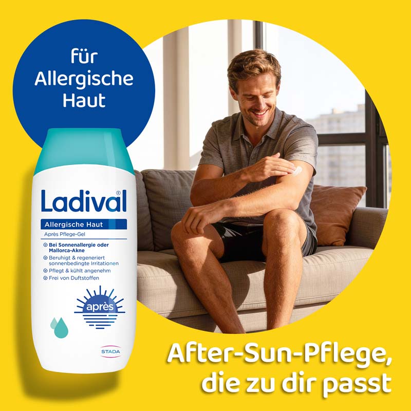 Ladival Allergische Haut Après Pflege-Gel, After Sun Repair bei Sonnenallergie oder Mallorca-Akne, kühlt und pflegt nach der Sonne, spendet intensiv Feuchtigkeit, für Erwachsene & Kinder ab 6 Monaten geeignet, 200ml