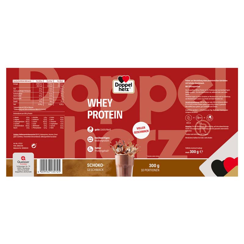 Doppelherz WHEY PROTEIN SCHOKO-GESCHMACK 300 g Pulver