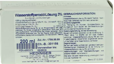 Wasserstoffperoxid-lösung 3% Standardzulassung  200 ml Lösung